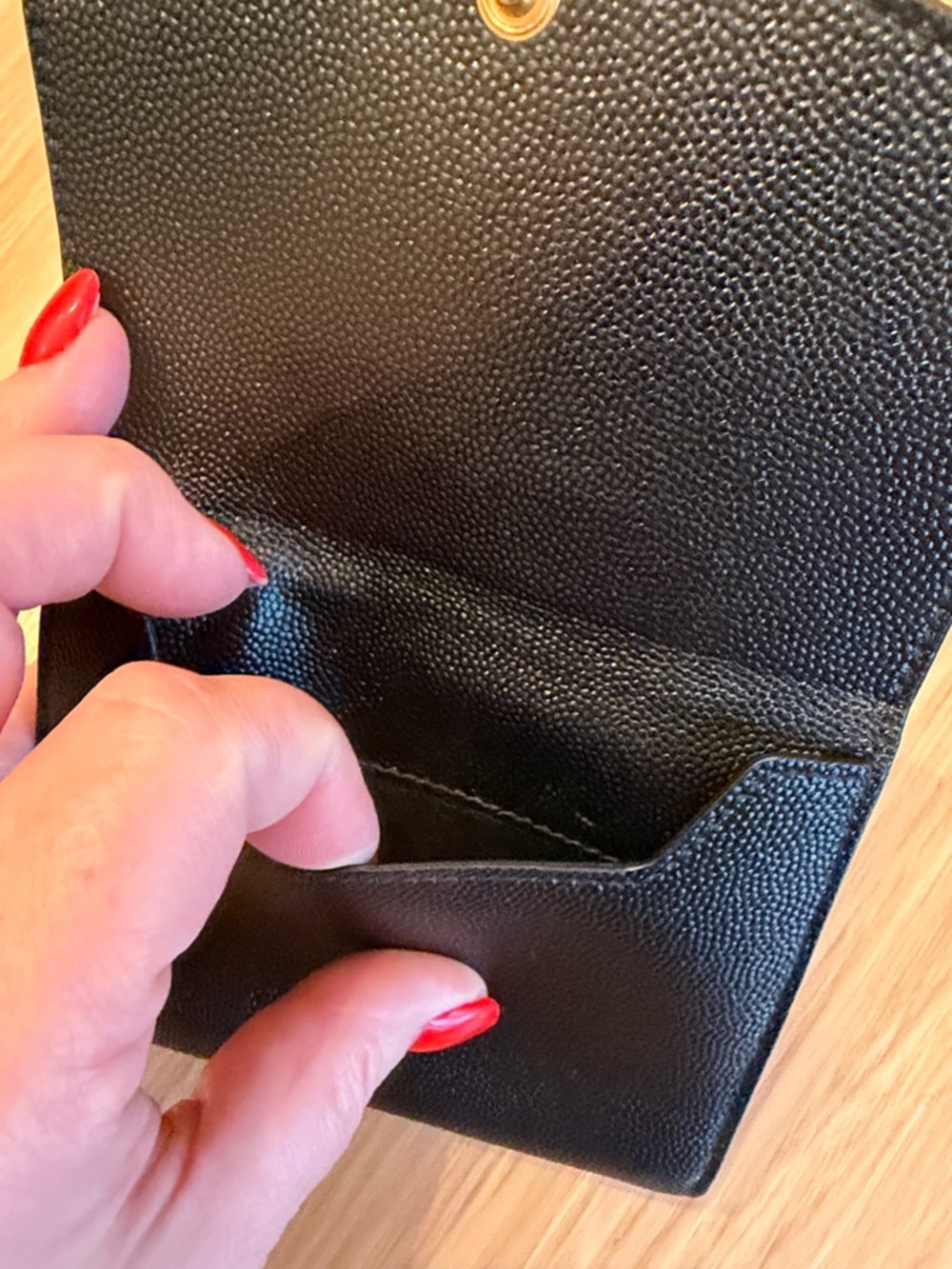 Saint Laurent UpTown Compact Wallet Black Grain Leather w/ Gold Hardware $630 - Picture 12 of 16